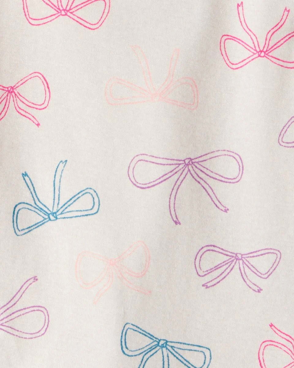 Conjunto 3 piezas con vestido jumper coral y lazos - Image 3