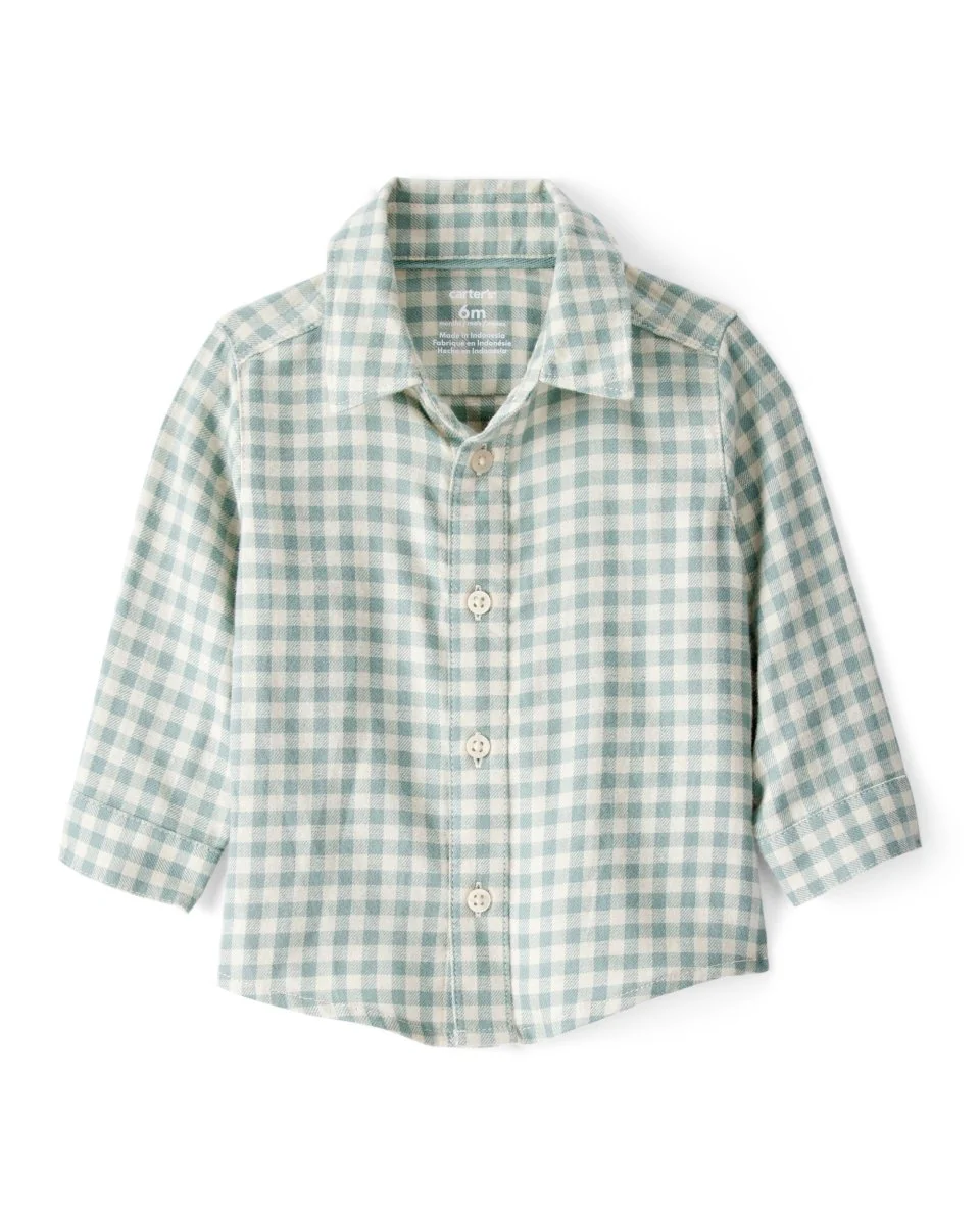 Conjunto 2 piezas camisa de cuadros y peto denim - Image 3