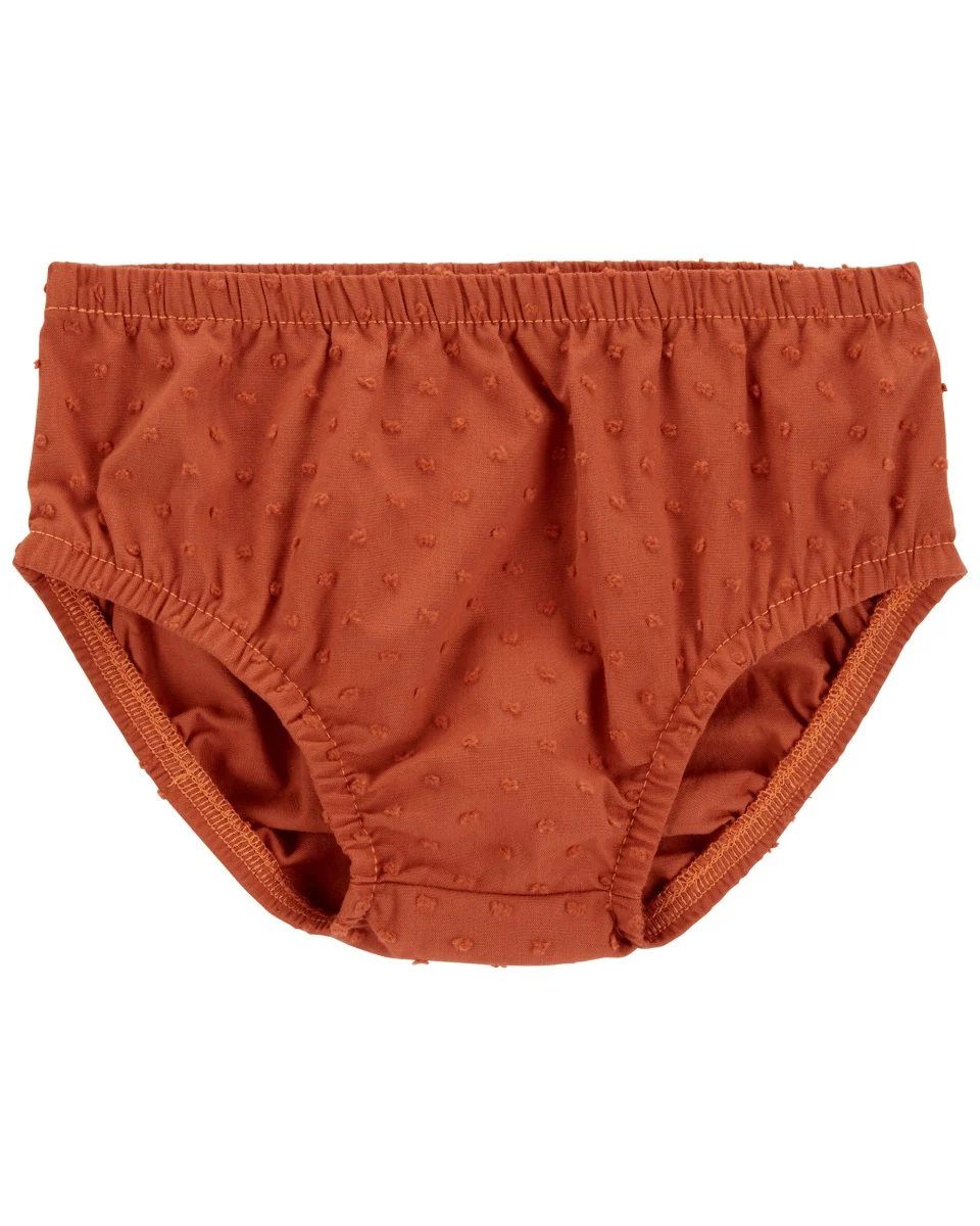 Conjunto vestido y cubrepañal texturizado color terracota - Image 3