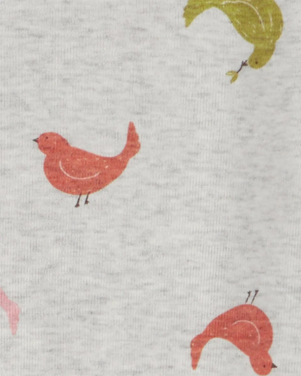 Pack cuatro bodies florales en púrpura con estampado de pajaritos - Image 4